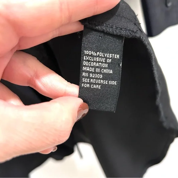 DG2 by Diane Gilman Belted long sleeve Black Dress with White Embroidered Collar - Picture 4 of 6